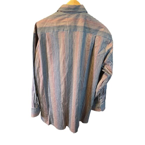 Visconti Gray Vertical Multicolor Striped Button Down Mens Shirt Sz 2XB - Picture 2 of 10